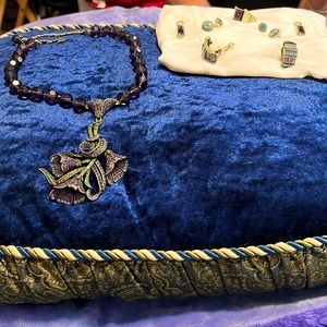 Heidi Daus high end designer statement necklace ring and 8 pc earring set